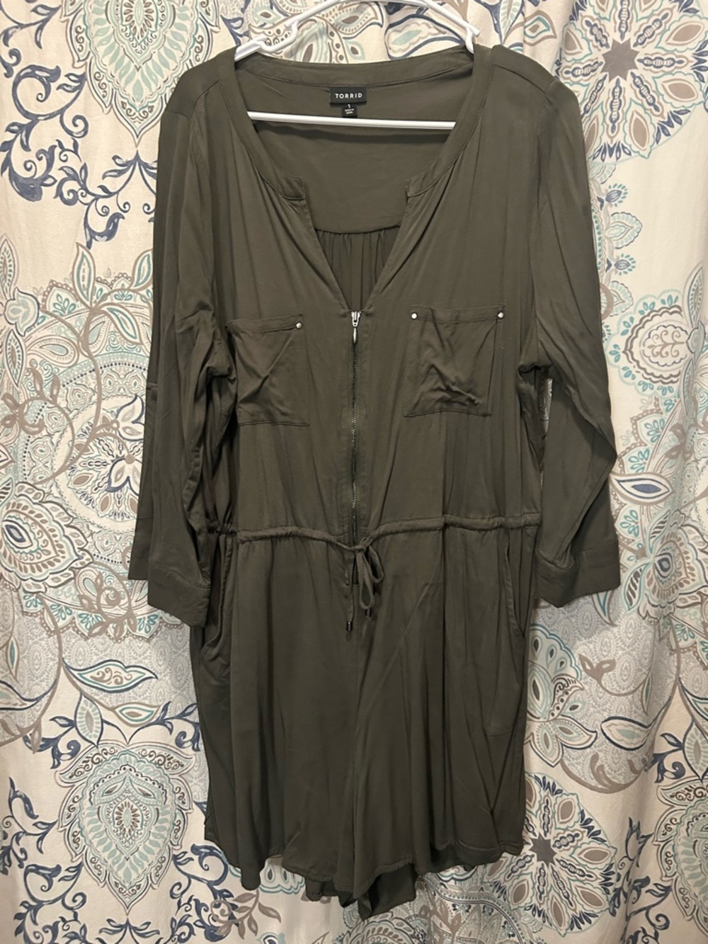 torrid Olive Green Zip-Front Romper